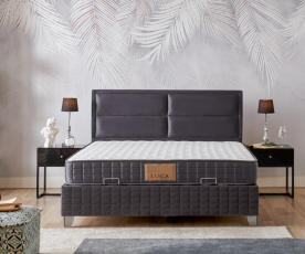 Boxspring postelja Havana, Komplet z dvižnim dnom, predalom in vzmetnico 160x200 , Barva antracit mikrotkanina, po naročilu