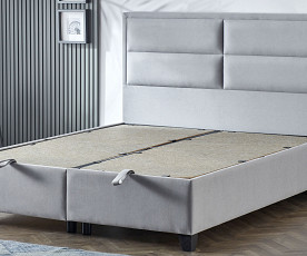 Boxspring postelja Havana, Komplet z dvižnim dnom, predalom in vzmetnico 180x200 , Barva siva mikrotkanina