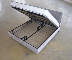 Posteljni okvir Havana 90x200 z dvižnim dnom in predalom, Barva siva mikrotkanina