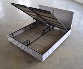 Posteljni okvir Havana 90x200 z dvižnim dnom in predalom, Barva siva mikrotkanina