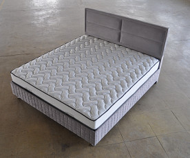 Posteljni okvir Havana 90x200 z dvižnim dnom in predalom, Barva siva mikrotkanina