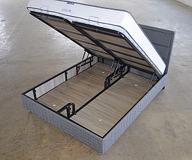 Boxspring postelja Havana, Komplet z dvižnim dnom, predalom in vzmetnico 120x200 , Barva bež tkanina, po naročilu