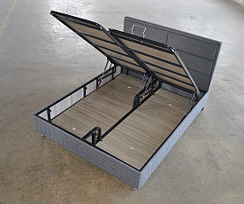 Boxspring postelja Havana, Komplet z dvižnim dnom, predalom in vzmetnico 160x200 , Barva bež tkanina