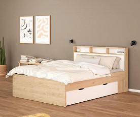 Posteljni okvir Ikka 160x200 + 2x podposteljni predal, Barva divji hrast, bela, po naročilu