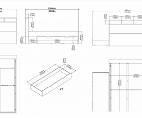 Posteljni okvir Ikka 140x200 + 2x podposteljni predal, Barva divji hrast, bela, po naročilu