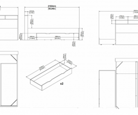 Posteljni okvir Ikka 160x200 + 2x podposteljni predal, Barva divji hrast, bela, po naročilu