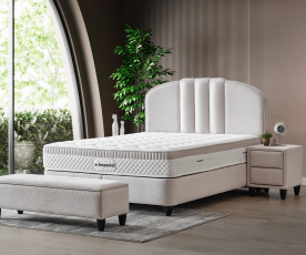Boxspring postelja Imperial, Komplet z dvižnim dnom, predalom in vzmetnico 120x200 , Barva bež, po naročilu