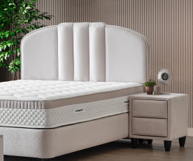 Boxspring postelja Imperial, Komplet z dvižnim dnom, predalom in vzmetnico 160x200 , Barva bež, po naročilu