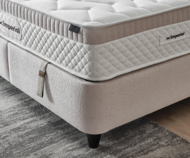 Boxspring postelja Imperial, Komplet z dvižnim dnom, predalom in vzmetnico 120x200 , Barva bež, po naročilu