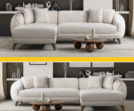 Sedežna garnitura Jesse Barva Bež, leva ali desna postavitev/ VZMETENO, po naročilu