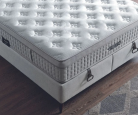 Boxspring postelja Queen, Komplet z dvižnim dnom, predalom in vzmetnico 160x200 , Barva siva
