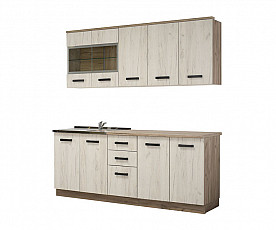 Kuhinjski blok Kensington 320 cm, Barva sivi hrast. beli hrast