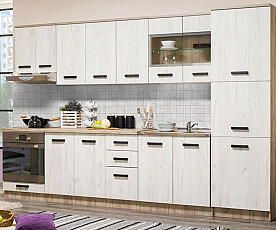 Kuhinjski blok Kensington 320 cm, Barva sivi hrast. beli hrast