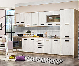Kuhinjski blok Kensington 320 cm, Barva sivi hrast. beli hrast
