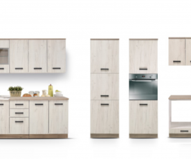 Kuhinjski blok Kensington 320 cm, Barva sivi hrast. beli hrast