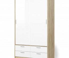 Omara Larvik 2 Vrata 121,2 cm, Barva hrast, bela visoki sijaj, po naročilu
