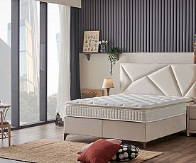 Boxspring postelja Linea, Komplet z dvižnim dnom, predalom in vzmetnico 120x200 , Barva bež, po naročilu
