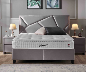 Boxspring postelja Linea, Komplet z dvižnim dnom, predalom in vzmetnico 140x200 , Barva siva