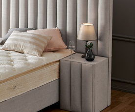Boxspring KOMPLET Z VZMETNICO in NOČNIMA OMARICAMA Postelja Lotus 2 160X200 cm Barva bež, po naročilu