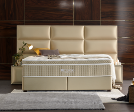 BOXSPRING KOMPLET Postelja Z DVIŽNIM DNOM, PREDALOM, VZMETNICO in NOČNIMA OMARICAMA: Lounge 2 160x200, Barva bež