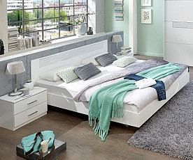 KOMPLET spalnica Madrid 180x200 z LETVENIM DNOM in VZMETNICO, Barva bela drsna