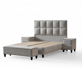 Boxspring Postelja Magic, Komplet z dvižnim dnom, predalom in vzmetnico 180x200 , Barva sveto siva tkanina