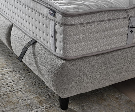 Boxspring Postelja Magic 2, Komplet z dvižnim dnom, predalom in vzmetnico 160x200 , Barva sveto siva tkanina, po naročilu