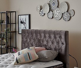 Posteljni okvir Magnifique Deluxe 140x200 z dvižnim dnom in predalom. Barva siva mikrotkanina., po naročilu