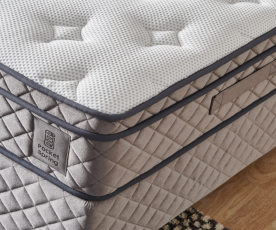 Boxspring postelja Magnifique Deluxe, Komplet z dvižnim dnom, predalom in vzmetnico 140x200 , Barva siva, po naročilu