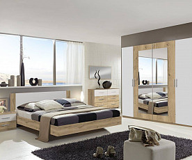 Komplet spalnica Malaga 180x200, Barva divji hrast bela, klasik