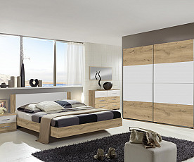 KOMPLET spalnica Malaga 180x200 z LETVENIM DNOM in VZMETNICO, Barva divji hrast bela, drsna, po naročilu