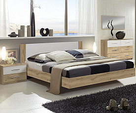 KOMPLET spalnica Malaga 180x200 z LETVENIM DNOM in VZMETNICO, Barva divji hrast bela, klasik