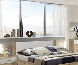 KOMPLET spalnica Malaga 160x200 z LETVENIM DNOM in VZMETNICO, Barva divji hrast bela, klasik