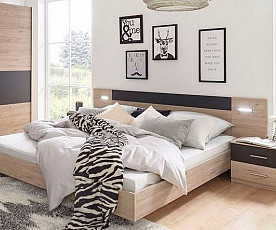 KOMPLET spalnica Maroko 180x200 z LETVENIM DNOM in VZMETNICO, Barva hrast, siva , drsna