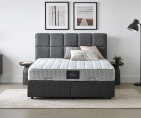 Boxspring postelja Marseille Komplet z dvižnim dnom, predalom in vzmetnico 180x200 , Barva siva, po naročilu