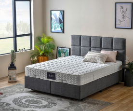 Boxspring postelja Marseille Komplet z dvižnim dnom, predalom in vzmetnico 180x200 , Barva siva, po naročilu