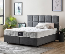 Boxspring postelja Marseille Komplet z dvižnim dnom, predalom in vzmetnico 180x200 , Barva siva, po naročilu