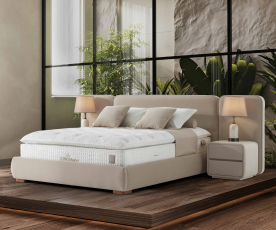 KOMPLET Z DVIŽNIM DNOM, PREDALOM in NOČNIMA OMARICAMA: Kingmaster 180x200, Barva bež, po naročilu