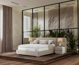 KOMPLET Z DVIŽNIM DNOM, PREDALOM in NOČNIMA OMARICAMA: Kingmaster 180x200, Barva bež, po naročilu