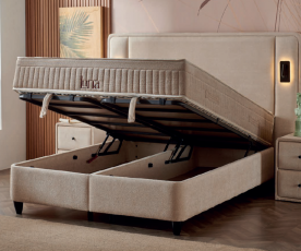 Boxspring postelja Menton Komplet z dvižnim dnom, predalom in vzmetnico 180x200 , Barva bež