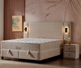 Boxspring postelja Menton Komplet z dvižnim dnom, predalom in vzmetnico 180x200 , Barva bež