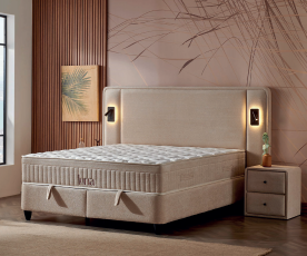 Boxspring postelja Menton Komplet z dvižnim dnom, predalom in vzmetnico 180x200 , Barva bež