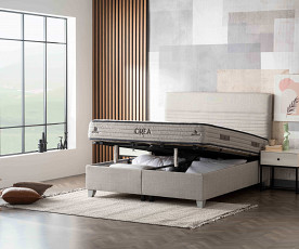 BOXSPRING KOMPLET Postelja Z DVIŽNIM DNOM, PREDALOM in VZMETNICO: Milano 180x200, Barva kapučino