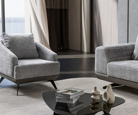 Fotelj Milano, Barva siva /VZMETENO, po naročilu