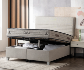 BOXSPRING KOMPLET Postelja Z DVIŽNIM DNOM, PREDALOM in VZMETNICO: Milano 180x200, Barva kapučino, po naročilu