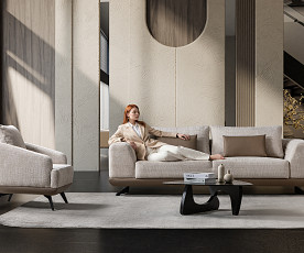 Fotelj Milano, Barva bež / lešnik /VZMETENO, po naročilu