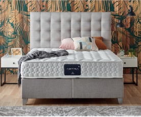Boxspring postelja Monika Komplet z dvižnim dnom, predalom in vzmetnico 180x200 , Barva siva, po naročilu