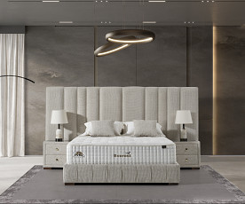 Posteljni okvir Montana 180x200 z dvižnim dnom in predalom, Barva bež tkanina, po naročilu