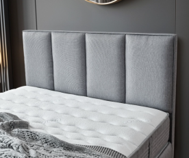 Boxspring postelja Montebello, Komplet z dvižnim dnom, predalom in vzmetnico 160x200 , Barva siva, po naročilu