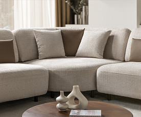 Sedežna garnitura, Moon, Barva bež, leva ali desna postavitev / VZMETENO, po naročilu